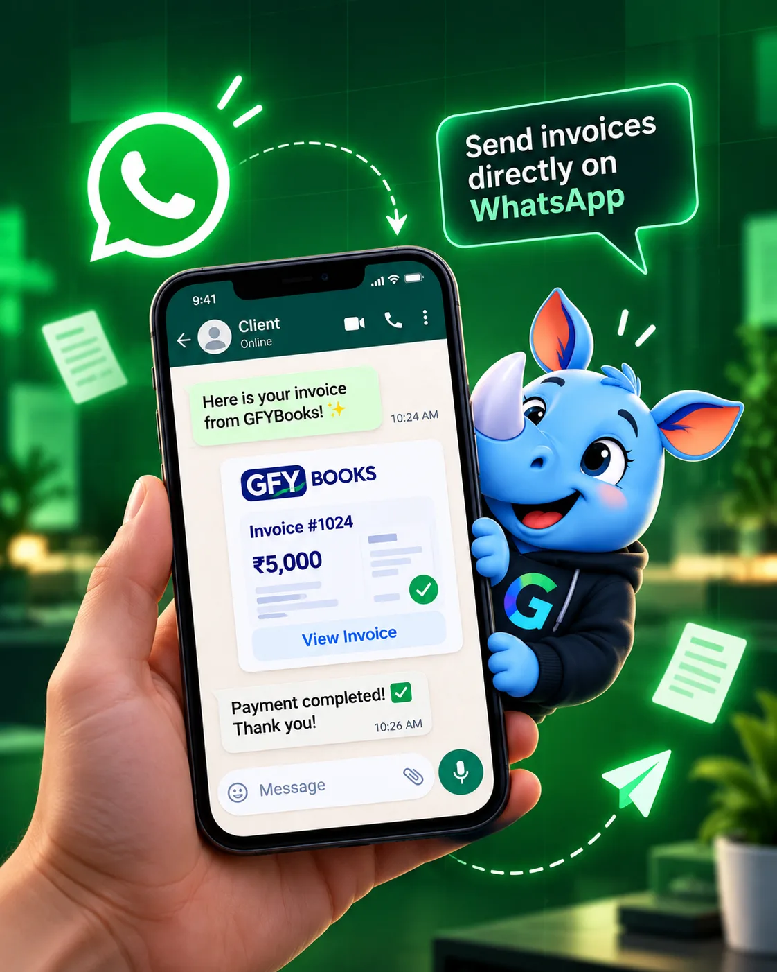 Sending a GFYBooks invoice directly on WhatsApp